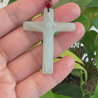 Baikalla Natural White Nephrite Jade Cross Pendant For Men