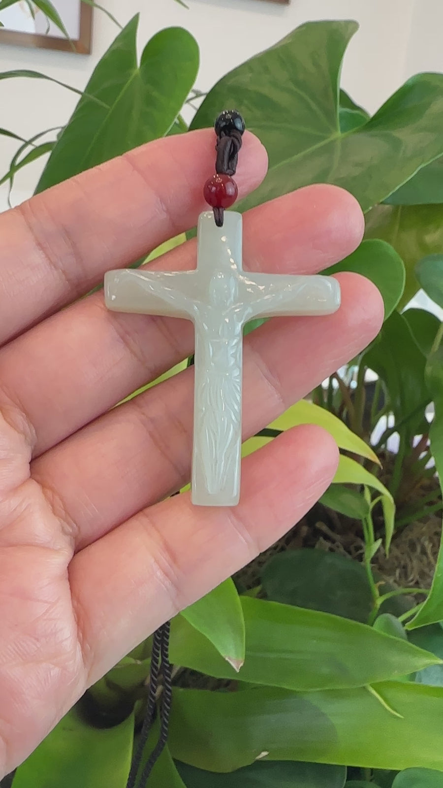 Baikalla Natural White Nephrite Jade Cross Pendant For Men