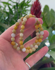 Genuine Jadeite Jade Round Yellow Beads Bracelet (7.5mm)