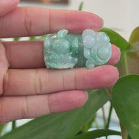 Genuine Burmese Ice Green Jadeite Jade PiXiu Pendant Necklace