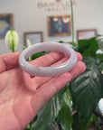 Baikalla Natural Light Lavender & Light Green W/ Sajin (Golden Dust) Jadeite Jade "Half Round" Bangle Bracelet (57.5mm) 
