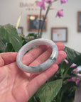 Baikalla Natural Blue-Green Flowers Jadeite Jade "Half Round" Bangle Bracelet (53.1mm) 