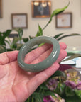 Baikalla Natural Oil-Green Jadeite Jade "Half Round" Bangle Bracelet (53.4mm) 