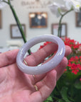 Baikalla Natural Light Lavender Jadeite Jade "Half Round" Bangle Bracelet (56.3mm) 
