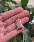 Baikalla 18K Yellow Gold "Bamboo" Natural Lavender Jadeite Jade Pendant W/ Natural Diamonds
