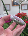 Baikalla Natural Light Lavender & Oil-Green Jadeite Jade "Oval" Bangle Bracelet (54.2mm) 
