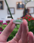 Baikalla Natural Icy Apple-Green & Light Grey Wuji Jadeite Jade Traditional Ring 