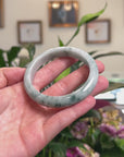 Baikalla Natural Blue-Green Flowers Jadeite Jade "Half Round" Bangle Bracelet (59.3mm) 