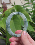Burmese High-end Ice blue green Jadeite Jade Bangle Bracelet (58.5mm) T746