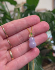 Baikalla Natural Lavender Jadeite Jade "Hulu" Pendant W/ 18ky Gold Bail & Natural Diamonds