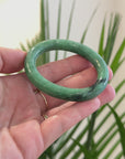 Vibrant Forest Green with Black Wuji Natural Burmese Jadeite Jade Bangle – Oval Full Round 52.2mm, TT919