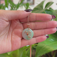 18k Rose Gold Genuine Burmese Jadeite Constellation (Aries) Necklace Pendant
