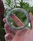 Baikalla "Half Round" Icy Blue-Green Jade Bangle Bracelet (57.70mm) 