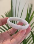 Light Lavender & Light Blue-Green W/ Black Wuji Natural Burmese Jadeite Jade Bangle – Oval Half Round (54mm) TT912