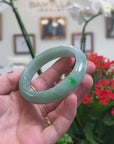 Baikalla Natural Blue-Green Jadeite Jade "Half Round" Bangle Bracelet (59.1mm) 