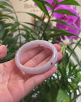 Baikalla Light Lavender W/ Red Flowers Jadeite Jade Oval Bangle Bracelet (54.5mm) 
