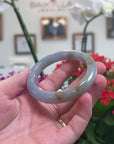 Baikalla Natural Lavender & Red Sajin (Golden Dust) Jadeite Jade "Half Round" Bangle Bracelet (54mm) 