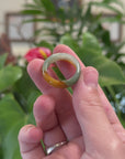 Natural Oil Green Brown Patch Burmese Jadeite Jade Band Ring 