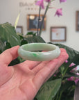 Baikalla Natural Apple-Green Jadeite Jade "Half Round" Bangle Bracelet (57mm) 