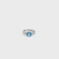 14k White Gold Natural Blue Topaz Ring with Diamonds