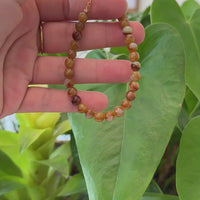 Baikalla Genuine Red Jadeite Jade Round Beads Bracelet With 18K Yellow Gold Clasp ( 6 mm )