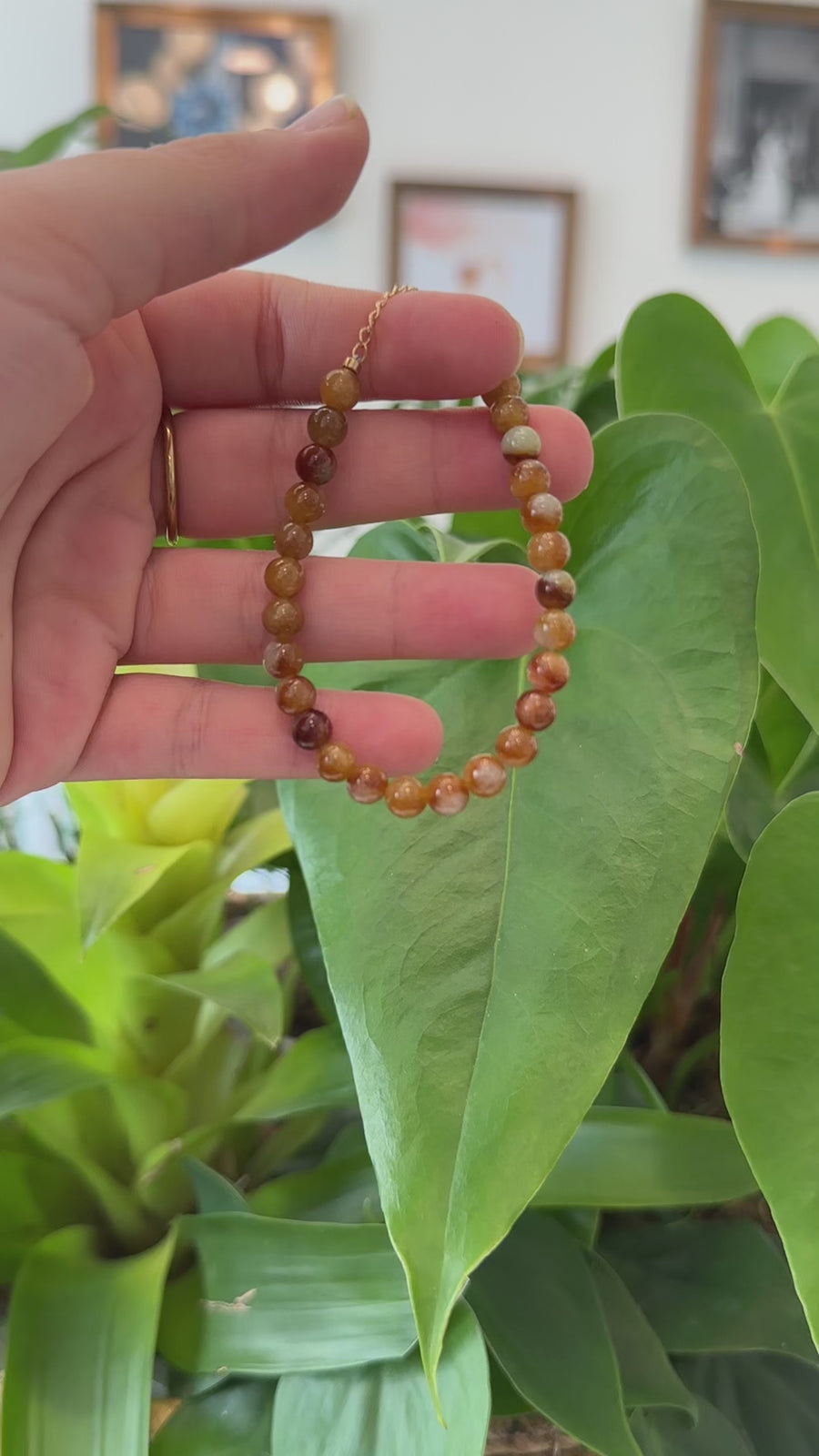 Baikalla Genuine Red Jadeite Jade Round Beads Bracelet With 18K Yellow Gold Clasp ( 6 mm )