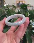 Baikalla Natural Light Blue-Green Jadeite Jade "Half Round" Bangle Bracelet (55.2mm) 