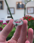 Baikalla Natural Icy Blue-Green Flower Jadeite Jade Traditional Ring 