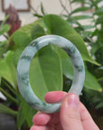 Burmese High-end Ice blue green Jadeite Jade Bangle Bracelet (57.8 mm) T751