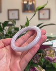 Baikalla Natural Light Lavender Jadeite Jade "Traditional Round" Bangle Bracelet (56.4mm) 