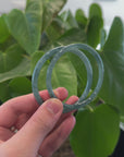 " Petite" Natural Guatemalan Blue Jadeite Jade Bangle Bracelet (57 - 70 mm) 