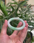 Baikalla Icy Apple Green "Half-Round" Jadeite Jade Bangle Bracelet (55mm) 