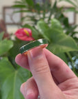 Baikalla 14k Yellow Gold Forest Green Natural Nephrite Jade 3/4 Inlay Men's Wedding Ring 