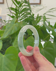Baikalla "Half Round" Icy Blue-Green Jadeite Jade Bangle Bracelet (60.66mm) 