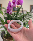 Baikalla Light Lavender & Green Jadeite Jade "Half Round" Bangle Bracelet (55.5mm) 