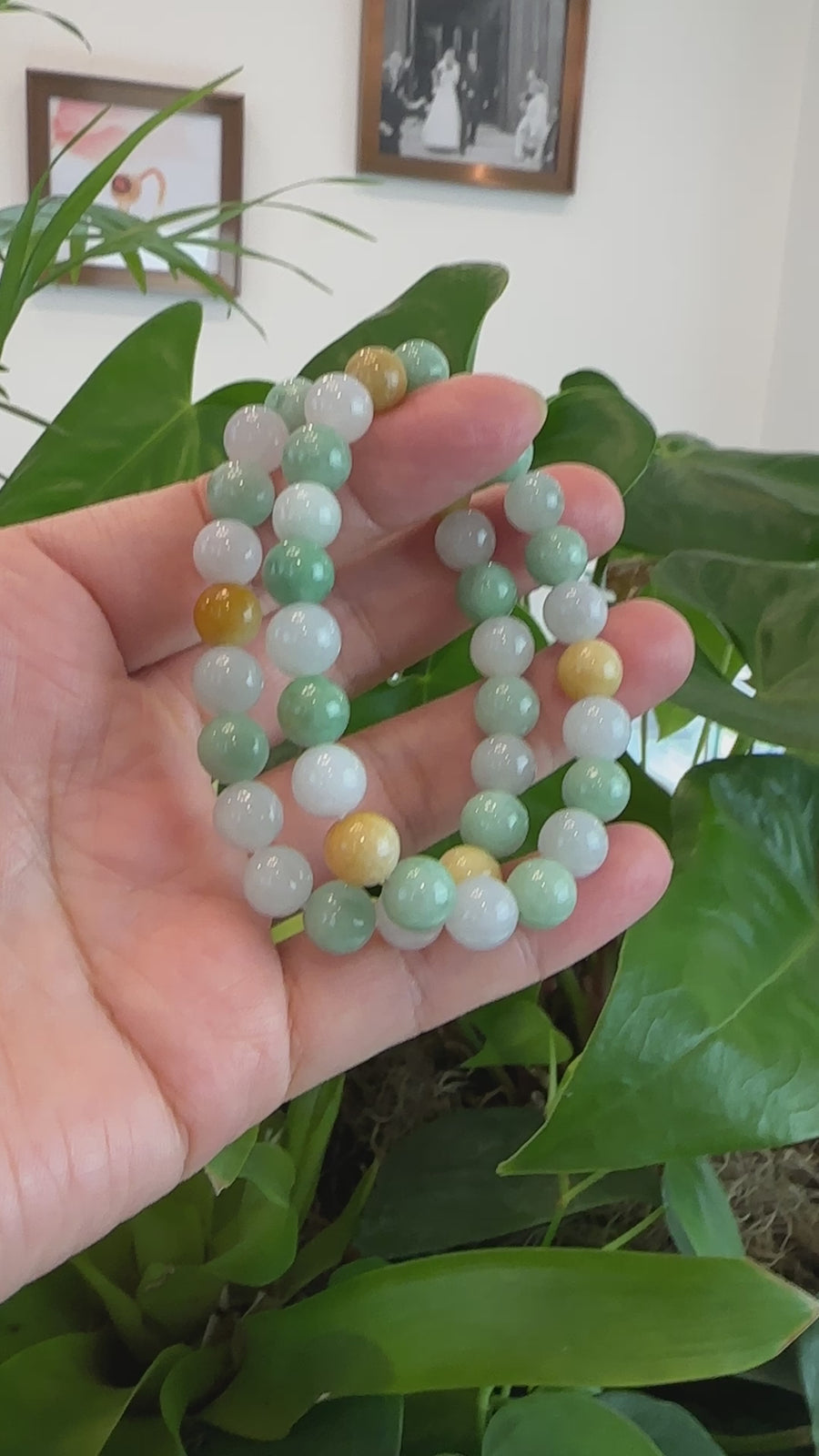 Baikalla Natural Jadeite Jade Round Multiple Colors Beads Bracelet ( 9.5 mm)