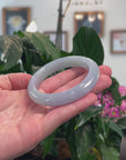 Baikalla Natural Icy Blue-Green &  Lavender Jadeite Jade "Half Round" Bangle Bracelet (57.3mm) 