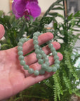Baikalla Natural Green Genuine Jadeite Jade Round Bead Bracelet (9mm)
