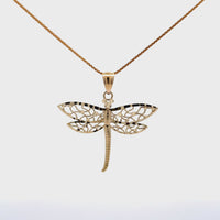 Baikalla 14k Yellow Gold Diamond Cut Dragonfly Pendant Necklace