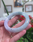 Baikalla Natural Light Blue-Green & Lavender Jadeite Jade "Traditional Round" Bangle Bracelet (57.9mm) 