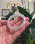 Baikalla Natural Icy Light Yellow Patches Jadeite Jade "Half Round" Bangle Bracelet (50.7mm) 
