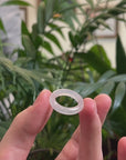 Baikalla Icy White Burmese Jadeite Jade Traditional Ring 