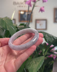 Baikalla Natural Light Lavender & Black Sesame Wuji Jadeite Jade "Half Round" Bangle Bracelet (55.9mm) 