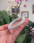 Baikalla Natural Light Lavender & Green W/ Sajin Jadeite Jade "Half Round" Bangle Bracelet (55mm) 