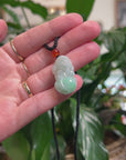 Baikalla PiXiu "Fortune Beast" Natural White & Green Jadeite Jade Pendant Necklace
