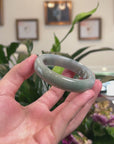 Baikalla Natural Light Green & Blue-Lavender Jadeite Jade "Square Cut" Bangle Bracelet (53mm) 