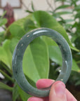 Baikalla Natural Deep Oil-Green Jadeite Jade Bangle Bracelet (59.8mm) 