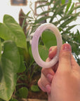 Baikalla White-Lavender Jadeite Jade Bangle Bracelet (54.6mm) 