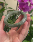 Baikalla Oil-Green Jadeite Jade "Half Round" Bangle Bracelet (57.7mm) 