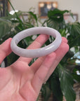 Baikalla Natural Light Lavender Jadeite Jade "Half Round" Bangle Bracelet (62.8mm) 